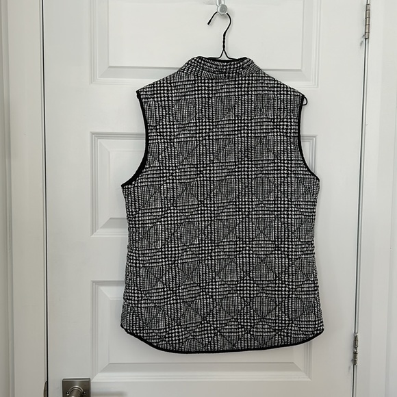 CATHERINE MALANDRINO - Vest houndstooth pattern quilted black and white size M - Picture 7 of 8